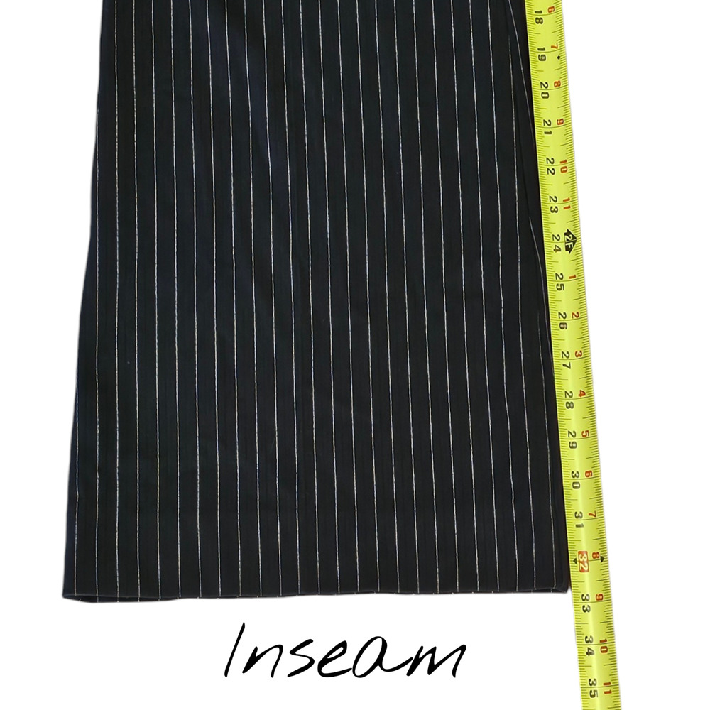 Arden B Y2K Black Pinstripe Wide Leg Dress Pants Chevron Waist Button Size 2 - Picture 6 of 9
